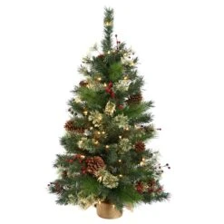 Vickerman Pre-Lit Artificial Christmas Tree With Berries And Pine Cones (22395)