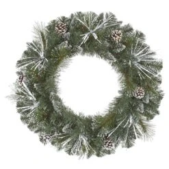 Vickerman Pre-Lit Artificial Christmas Wreath With Frosted Pine Cones (27714)