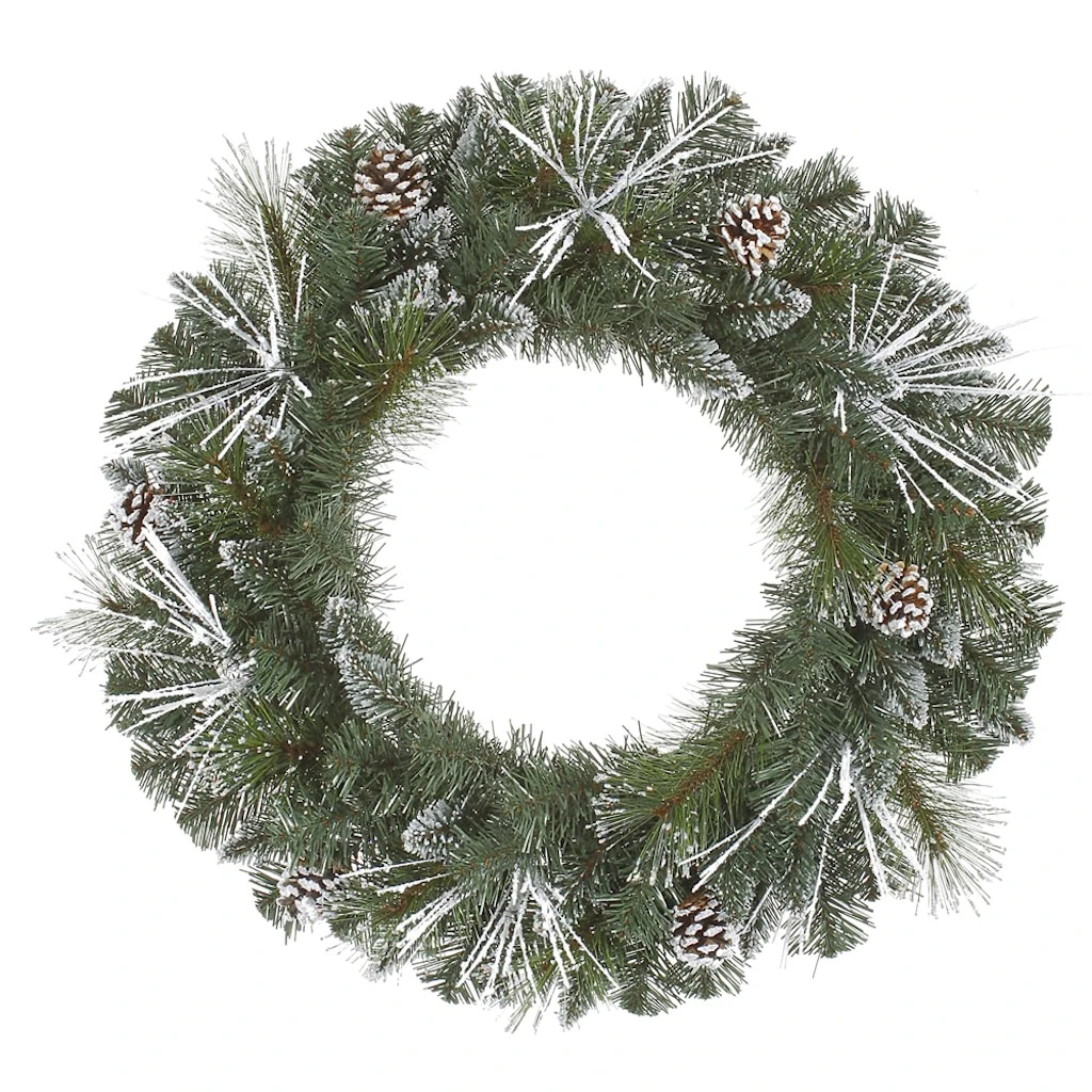 Vickerman Pre-Lit Artificial Christmas Wreath With Frosted Pine Cones (27714) 1 Vickerman Pre-Lit Artificial Christmas Wreath With Frosted Pine Cones (27714)