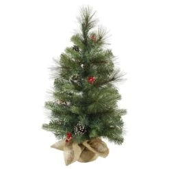 Vickerman Unlit Artificial Christmas Tree With White Tip Cones And Shiny Red Berries (27732)