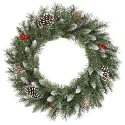 Vickerman Pre-Lit Artificial Christmas Wreath With Red Berries (27792)