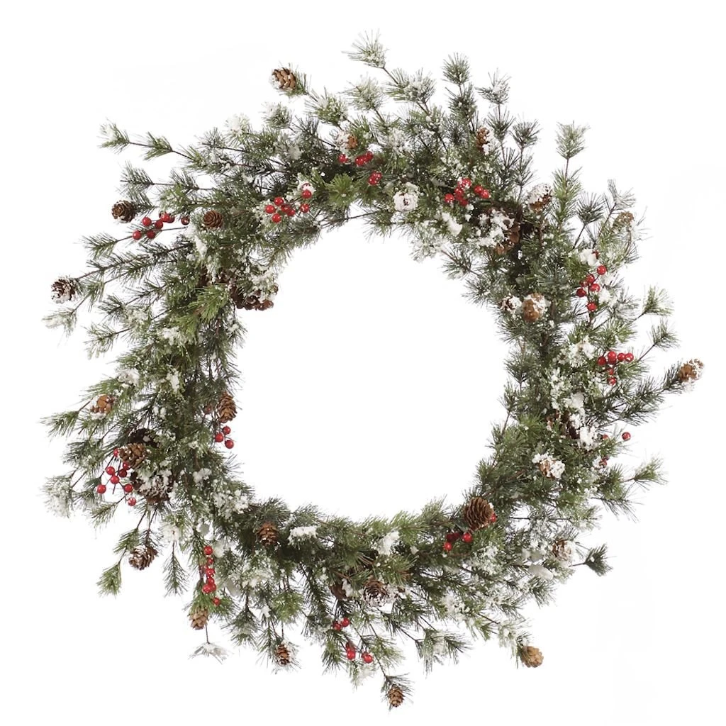Vickerman Unlit Artificial Christmas Wreath With Berries (33355) 1 Vickerman Unlit Artificial Christmas Wreath With Berries (33355)