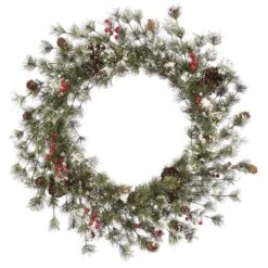 Vickerman Artificial Unlit Christmas Wreath With Berries (33356)