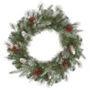 Vickerman Pre-Lit Artificial Christmas Wreath With Frosted Cones And Red Berries (27680)